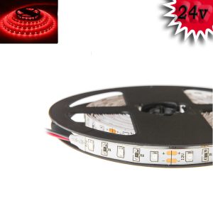 Гнучка світлодіодна стрічка 24 V 5М 300 SMD 2835 вологостійка червона (біла основа)