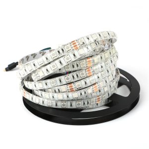 Гнучка світлодіодна стрічка 12 V 5М 300 SMD 5050 вологостійка RGB (біла основа)