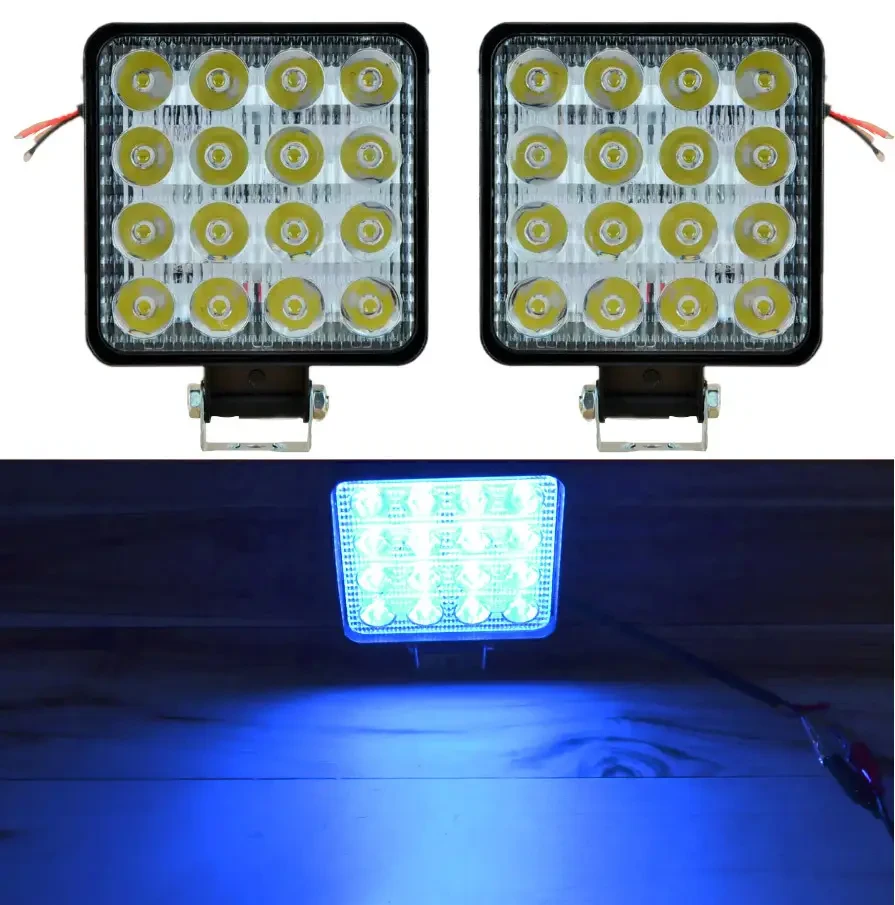 Фара LED квадратна синє світло 48 W 6000 K (16 діодв) (8.5 см х 8.5 см х 1.5 см) Mini