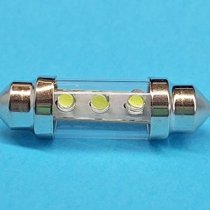 Світлодіодна лампа T11 x 36 mm SV8,5 3 LED 12 V WHITE в скляній колбі