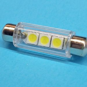 Світлодіодна лампа T11 x 41 mm SV8,5 3 SMD 5050 12 V WHITE в скляній колбі