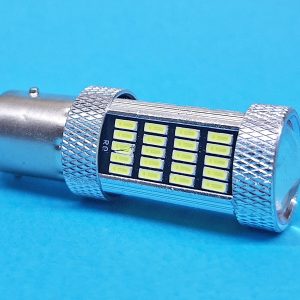 Світлодіодна лампа P21/5W BAY15D 12 V 92 SMD 4014 WHITE з лінзою, 2 контакти