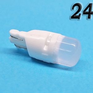 Світлодіодна лампа T10 W2,1x9,5d 1 SMD (2835) 24 V WHITE з матовою лінзою та пластиковим цоколем