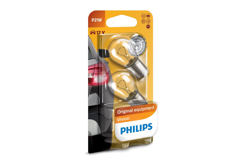 Комплект вказівних ламп розжарювання PHILIPS 12498B2 P21W 12 V 21 W BA15s, блістер - Зображення 4