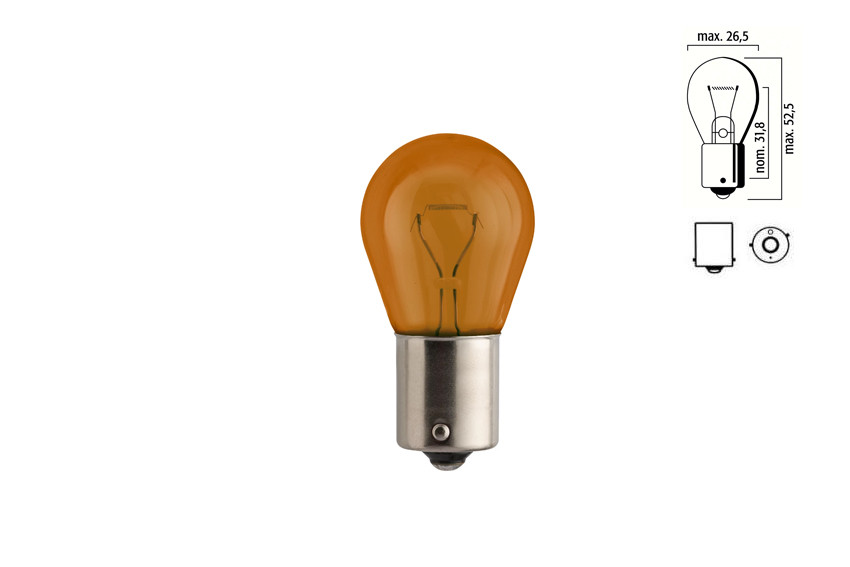 Комплект вказівних ламп розжарювання PHILIPS 12496NAB2 PY21W 12 V 21 W BAU15s, блістер - Зображення 2
