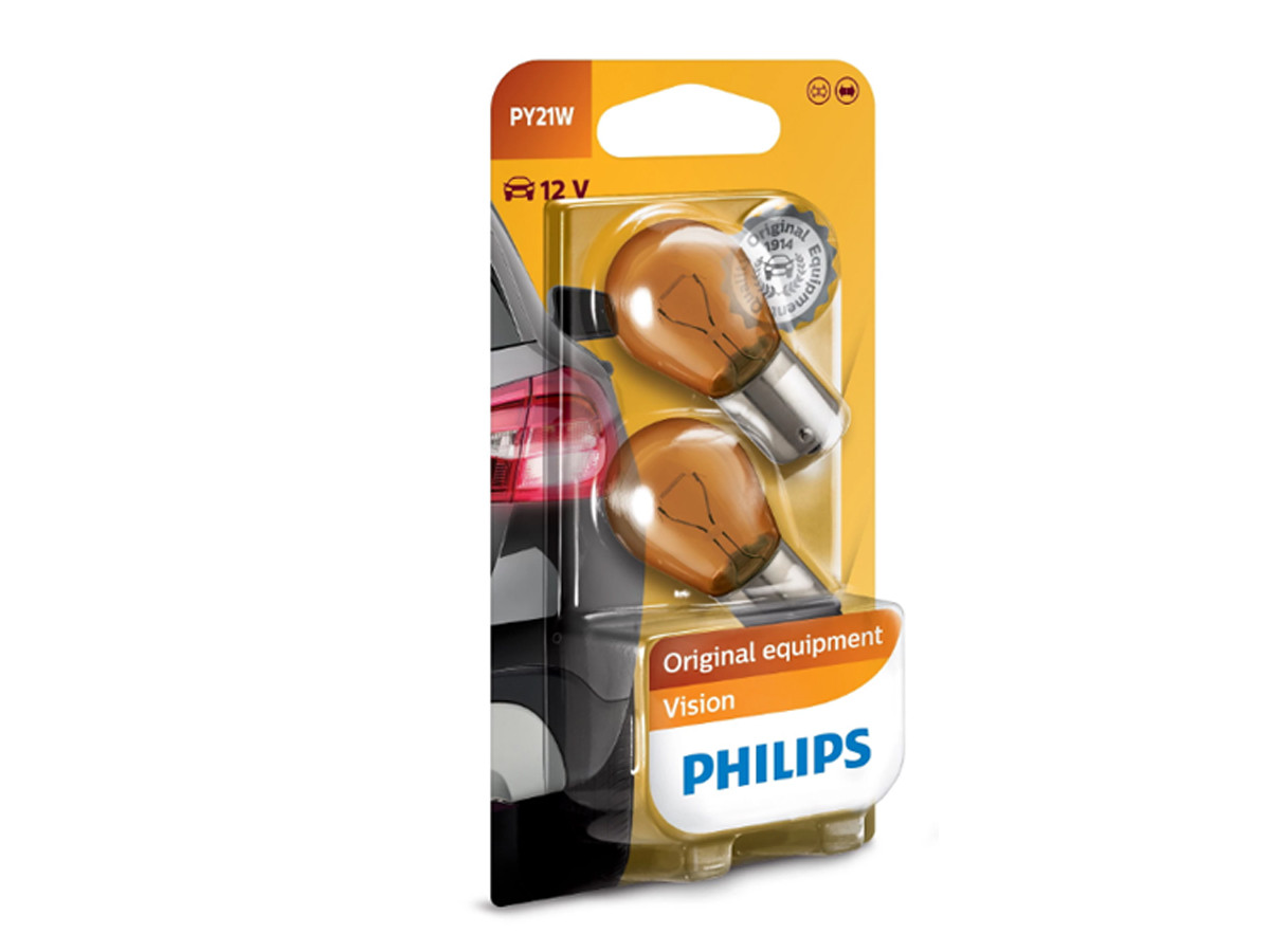 Комплект вказівних ламп розжарювання PHILIPS 12496NAB2 PY21W 12 V 21 W BAU15s, блістер - Зображення 4