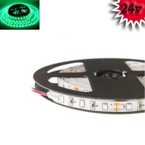 Гнучка світлодіодна стрічка 24 V 5М 300 SMD 2835 вологостійка зелена (біла основа)