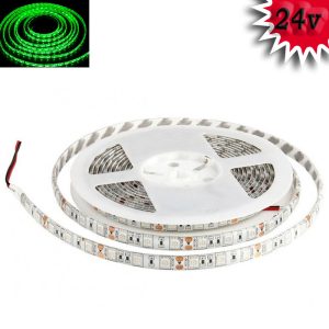 Гнучка світлодіодна стрічка 24 V 5М 300 SMD 5050 вологостійка зелена (біла основа)
