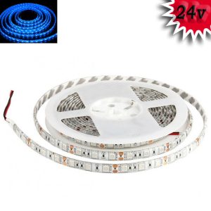 Гнучка світлодіодна стрічка 24 V 5М 300 SMD 5050 вологостійка синя (біла основа)