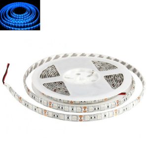 Гнучка світлодіодна стрічка 12 V 5М 300 SMD 5050 вологостійка синя (біла основа)