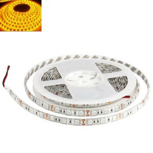 Гнучка світлодіодна стрічка 12 V 5М 300 SMD 5050 вологостійка жовта (біла основа)