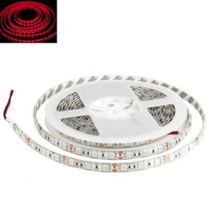 Гнучка світлодіодна стрічка 12 V 5М 300 SMD 5050 вологостійка червона (біла основа)