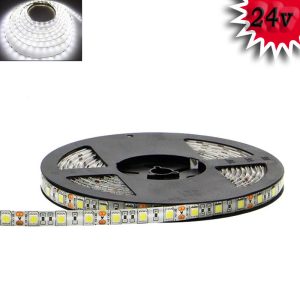 Гнучка світлодіодна стрічка 24 V 5М 300 SMD 5050 вологостійка біла (біла основа)