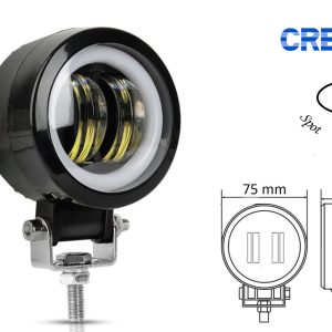 Світлодіодна LED-фара 20W-QA 2 світлодіоди CREE + DRL (сплошне світіння по колу) зі світло-теневою кордоном