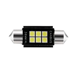 Світлодіодна автомобільна лампа T11 x 36 mm SV8,5 6 SMD (3030) 12 V WHITE з обманкою