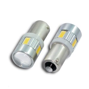 Світлодіодна автомобільна лампа T8,5 BA9S 6 SMD (5630) 12 V WHITE з лінзою