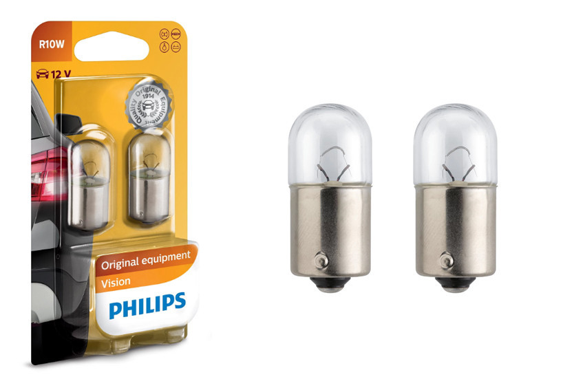 Комплект вказівних ламп розжарювання PHILIPS 12814B2 R10W 12 V 10 W BA15s, блістер