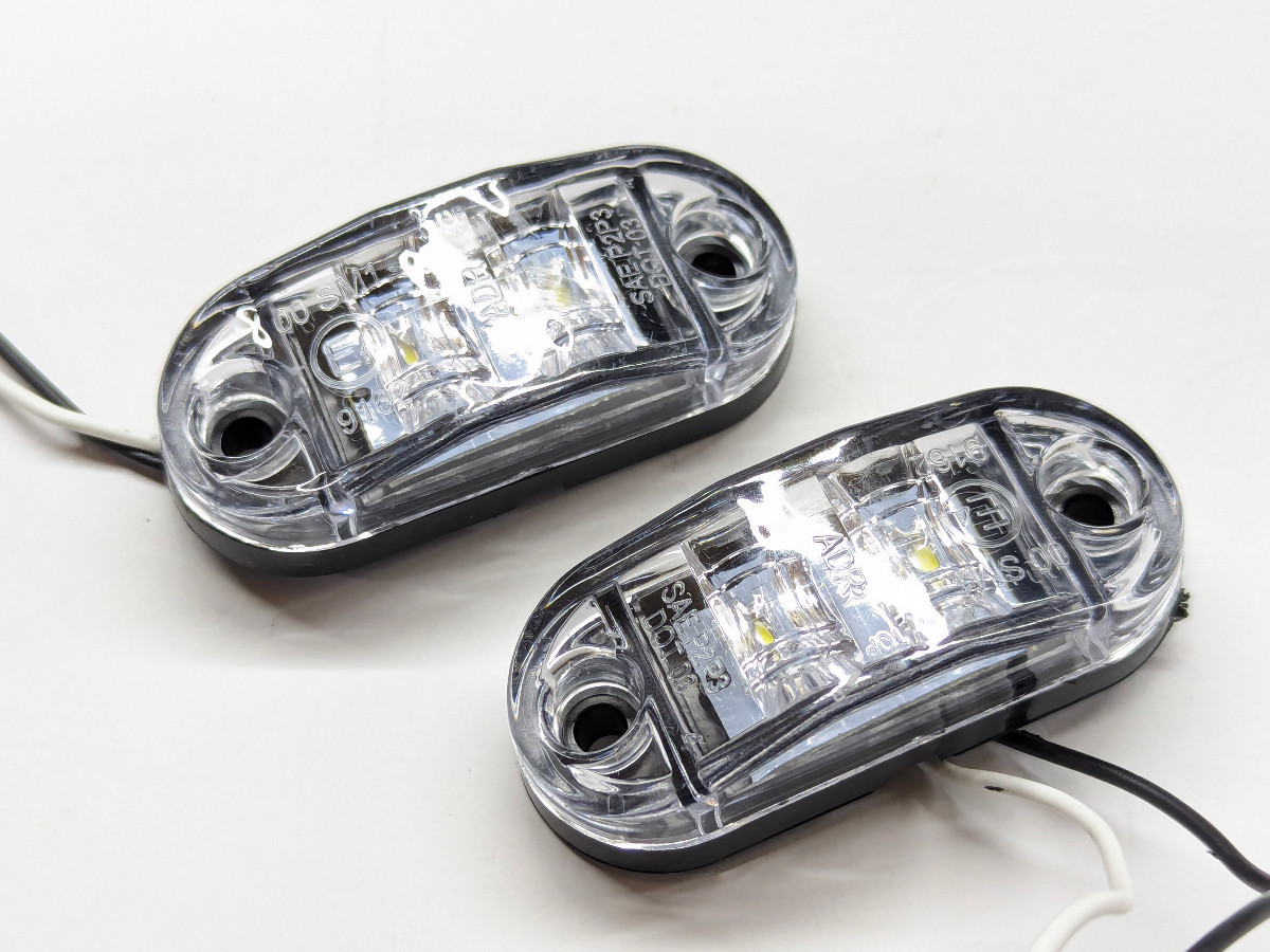 Габаритний ліхтар-катафот BD-0015W 2 LED білий 12-24V IP67 (1 шт.). Розмір: 65*28*17 мм - Зображення 2