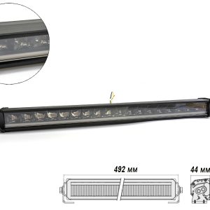 Світлодіодна балка (люстра) В-2525 90W 12-24 V з ДХО, комбіноване світло Spot+Flood (492*51*44mm)