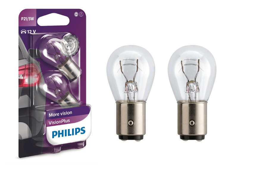 Комплект вказівних ламп розжарювання PHILIPS 12499VPB2 P21/5W 12 V 21/5 W BAY15d VisionPlus, блістер